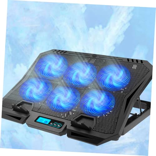 Laptop Cooling Pad with 6 Fans 15.6-inch Silent Air Cooler Stand Adjustable Speed Blue Light Laptop Holder for Gaming and Workstation Use