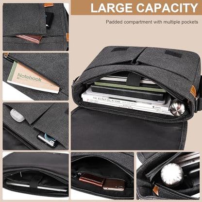 Estarer Messenger Bags for Men 13-13.3 Inch Laptop Briefcase Water Resistant Canvas Bag for Work/Office/Commute Small Shoulder Crossbody Laptop Satchel
