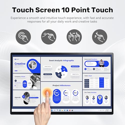 14" Portable Monitor Touchscreen, Anti-Scratch 1080P FHD Touch Screen with Built-in Kickstand & Stereo Speaker, 100% sRGB USB-C HDMI External Travel Monitor for Laptop Mac Phone PC
