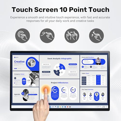 14" Portable Monitor Touchscreen, Anti-Scratch 1080P FHD Touch Screen with Built-in Kickstand & Stereo Speaker, 100% sRGB USB-C HDMI External Travel Monitor for Laptop Mac Phone PC