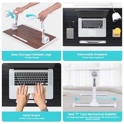 Adjustable Laptop Stand for Bed, Large Laptop | Portable Lap Desk with 4 Tilt Angles & 5 Height Settings (10.6-15.7in), Foldable Laptop Bed Tray Table