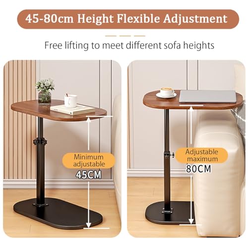 C Table End Table Adjustable Height,Round Recliner Side Table,360°Swivel Bathtub Tray Table Withthick Metal Bracket,Small Coffee Tabl,Modern Bedside Table,for Sofa/Bed/Bathtub(Black) - color: Black
