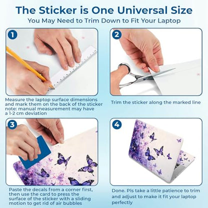 Reusable Universal Laptop Skin Sticker, Cut to Fit for 11.6–15.6 Inch Laptops, Waterproof Protective Film, No-Residue - Violet Butterflies - color: Violet Butterflies