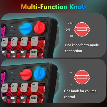 E-YOOSO Wireless Mechanical Keyboard Creamy, Bluetooth/2.4GHz/USB-C Wired, Hot Swappable Pre-Lubed Linear Switches, RGB Backlit, Cyber Mecha Style, Full Size Custom Gaming Keyboard for PC/Mac