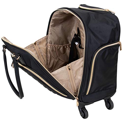 Kenneth Cole REACTION Chelsea 2-Piece Bundle - 17" 4-Wheel Spinner Underseat Carry-On Luggage & Matching 15" Laptop Backpack, Black - color: Black, size: 2pc Bundle (Underseater+Backpack)