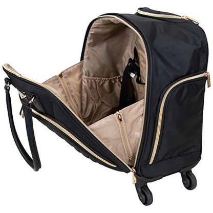 Kenneth Cole REACTION Chelsea 2-Piece Bundle - 17" 4-Wheel Spinner Underseat Carry-On Luggage & Matching 15" Laptop Backpack, Black - color: Black, size: 2pc Bundle (Underseater+Backpack)