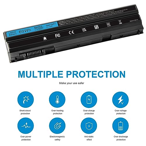 T54FJ M5Y0X 8858X Laptop Battery for Dell Latitude E6420 E6520 E6530 E5420 E5520 E5430 E5530 Inspiron 17r-7720 17r-se-7720 17r-5720 15r-5520 15r-7520 P/N: T54F3 P8TC7 P9TJ0 R48V X57F1 M421R M521R - size: 8.2*1.97*0.79inch