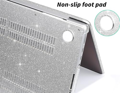 UESWILL for MacBook Pro 14 inch Case M5 M4 M3 M2 M1 A3427 A3426 A3434 A3401 A3185 A3112 A2992 A2918 A2779 A2442 (2021-2026), Glossy Sparkling Hard Shell Cover + Microfiber Cloth, Glitter Clear - color: Glitter Clear, size: MacBook Pro 14" (M1 M2 M3 M4 M5)