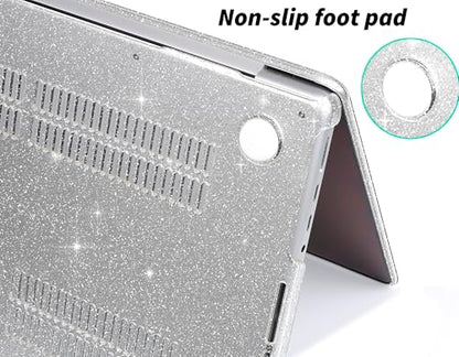 UESWILL for MacBook Pro 14 inch Case M5 M4 M3 M2 M1 A3427 A3426 A3434 A3401 A3185 A3112 A2992 A2918 A2779 A2442 (2021-2026), Glossy Sparkling Hard Shell Cover + Microfiber Cloth, Glitter Clear - color: Glitter Clear, size: MacBook Pro 14" (M1 M2 M3 M4 M5)