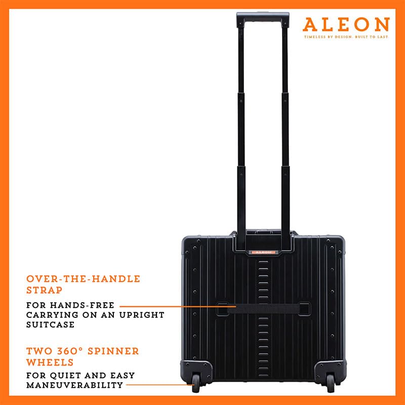 All Aluminum Lightweight 17” Premium Two Wheels Pilot Business Laptop Travel Luggage, Catalog Case with Laptop Sleeve and Built-In Removable Dividers, Rolling Laptop Bag for Men and Women (Onyx) - color: Black