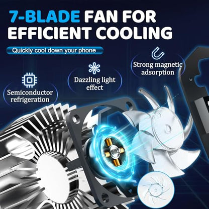 Jremreo 2-in-1 Magnetic & Clip-On Phone Cooler – Semiconductor-Powered Gaming Cell Phone Cooling Fan Radiator for iPhone/Android/iPad/Tablet – Gaming, Video Calls, Live Broadcasting, and Vlog Use