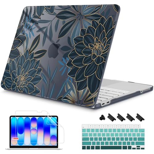 Mektron Case for 2026 MacBook Neo 13-inch A18 Pro chip A3404 Laptop Cover with 13-inch (Diagonal) Liquid Retina Display+ Keyboard Cover+ Screen Protector, Dahlia Flower C035 - color: Dahlia Flower C035
