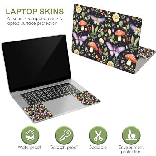 DINKY Laptop Notebook Skin Sticker Cover Decal, 16" 16.5" 17" 17.3 inch Laptop Vinyl Skin Sticker Cover Soft Art Protector Netbook (Mushroom Butterfly) - color: Mushroom Butterfly