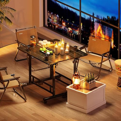Laptop Table Mobile Adjustable Height Portable Desk Notebook Swivel PC Computer Rolling Desk with Wheels, Laptop Stand for Couch Bedside Hospital Bed Table (Black Table) - color: Black Table
