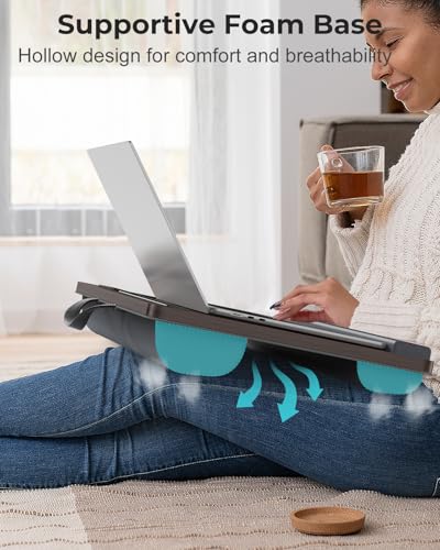 2 Pack Lap Desk Bundle, Cushioned Lap Pad & Adjustable Foldable Laptop Bed Tray, Fits Up to 17 Inch Laptops for Bed Couch Dorm
