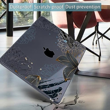 Mektron for 2026/2025/2024/2023 MacBook Air 15 INCH M5 A3448 /M4 A3241 /M3 A3114 /M2 A2941 Case, Printed Plastic Hard Shell Cover with 15.3" Liquid Retina Display Touch ID, Line Chrysanthemums - color: Line Chrysanthemums