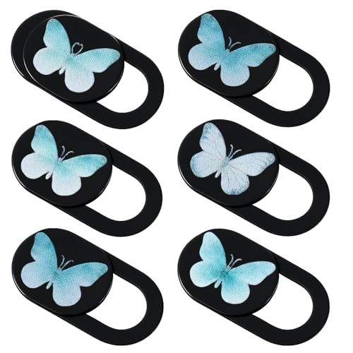 6 Pcs Laptop Camera Cover Slide 0.73''x0.35'' Butterfly Design Ultra-Thin Webcam Cover Slide Slide-Web Cam Privacy Blocker for Laptop Desktop Computer Cellphone Tablet to Protect Your Privacy Security