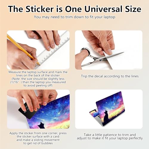 Laptop Skin Sticker Decal 15.6 Inch,12 13 13.3 14 15 15.6 in Laptop Netbook Skins for Notebook,Art Decal Removable Waterproof Scratch Resistant,Universal Vinyl Cover,Colorful Galaxy Cat - color: Colorful Galaxy Cat