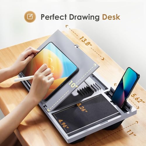 Adjustable Laptop Desk with Cushion, Mouse Pad & Cellphone Slot - Laptop Stand for Bed & Couch, Riser for Home & Office (Grey) | Built-in mouse pad, phone & pen slots, dual-cushion base, anti-slip design, raises the screen, for home office, bed, sofa - co