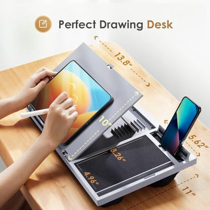 Adjustable Laptop Desk with Cushion, Mouse Pad & Cellphone Slot - Laptop Stand for Bed & Couch, Riser for Home & Office (Grey) | Built-in mouse pad, phone & pen slots, dual-cushion base, anti-slip design, raises the screen, for home office, bed, sofa - co