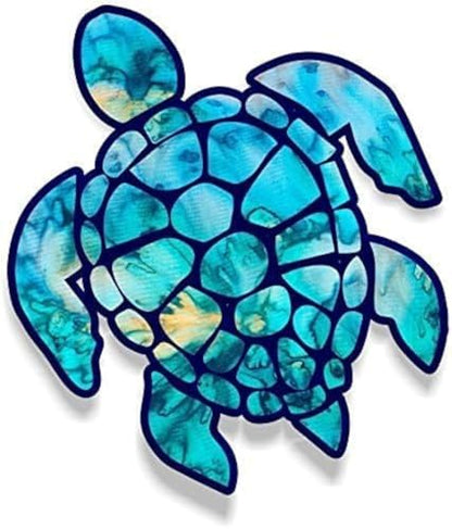 STICKY DUDE Sea Turtle Sticker Vinyl Waterproof, 5 inches Blue Yeti Cup Cooler Box Decal Car Laptop Wall Window Bumper - color: Blue, style: Normal