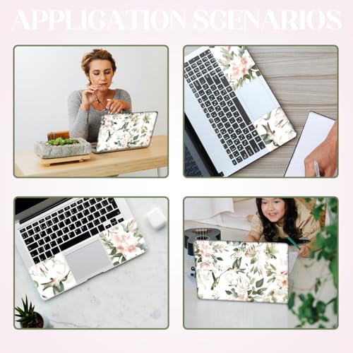 SUPERDANT 3-Pack Laptop Sticker 15.6 14 12 Inch Laptop Skin Notebook Decal Iron-On Transfer Ready PVC Protector Scratch-Proof Water-Proof Reusable Flowers and Birds Design Colorful - style: Flowers And Birds