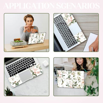 SUPERDANT 3-Pack Laptop Sticker 15.6 14 12 Inch Laptop Skin Notebook Decal Iron-On Transfer Ready PVC Protector Scratch-Proof Water-Proof Reusable Flowers and Birds Design Colorful - style: Flowers And Birds