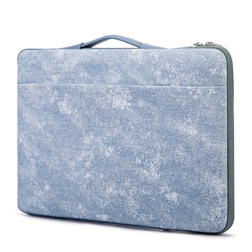 Kinmac PU Leather 360° Heavy Duty Protective Laptop Sleeve Case Bag Cover with Handle for MacBook Air 13 inch,iPad Pro 13 inch and 13.3 inch HP,Dell,Lenovo,Asus,Acer Laptop (Blue Denim) - color: Blue Denim PU, size: 12 inch-13.3 inch