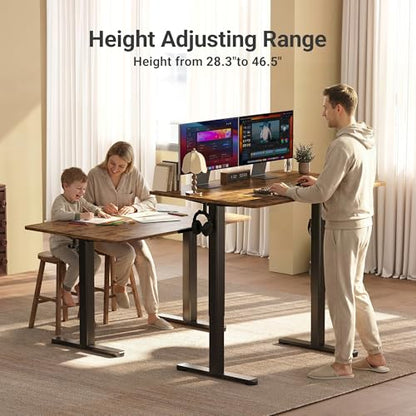 Claiks Electric Height Adjustable Standing Desk, 48x24 Inch, Rustic Brown | Smooth Height Adjustment, 4 Memory Presets, Cable Management Hub&Hook, Stable Steel Frame, 176lbs Capacity, Easy Assembly - color: Rustic Brown, size: 48