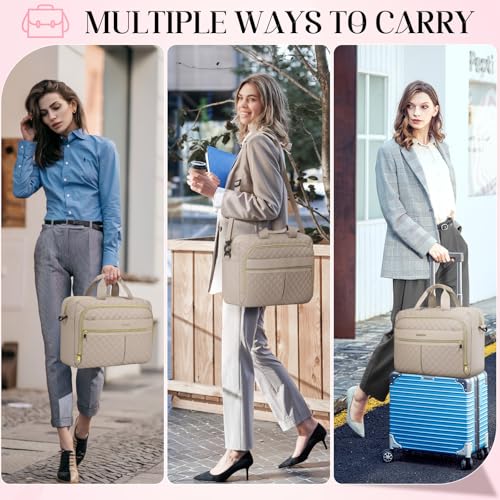 IGOLUMON Laptop Bag 15.6 Inch Laptop Briefcase for Women Men Waterproof Shoulder Computer Messenger Bag Large Laptop Bag Business Office Work Travel College, Khaki - color: Khaki