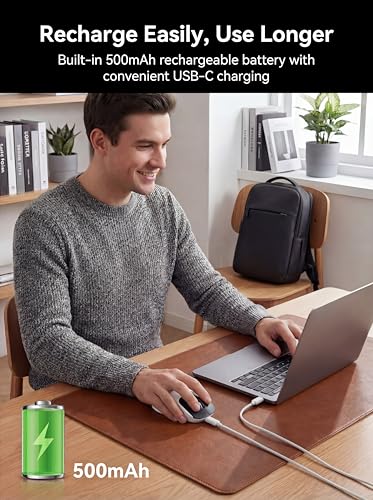 hunart H6 49g Wireless Mouse, Bluetooth & 2.4GHz, Rechargeable, Black＆White | Silent Clicks, USB-C Charging, Two Ways to Connect, Lightweight Right-Hand Ergonomic Comfort, For Laptop, Computer, Mac - color: Black and White