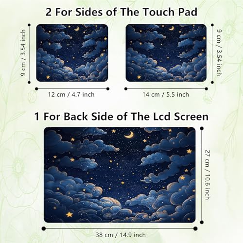 Laptop Skin Sticker Decal, Universal Reusable Vinyl Laptop Cover for 12" 13" 13.3" 14" 15" 15.4" 15.6" Notebook PC, Reusable Waterproof Scratch-Resistant with 2 Wrist Pads,Art Galaxy Moon - color: Art Galaxy Moon