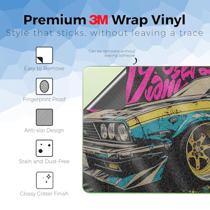 Glossy Glitter Laptop Skin Compatible with Apple MacBook Neo - Camber - Premium 3M Vinyl Protective Wrap Decal Cover - Easy to Apply | Crafted in the USA by MightySkins - color: Camber, size: MacBook Neo Full Cover Skin, style: Glossy Glitter Finish