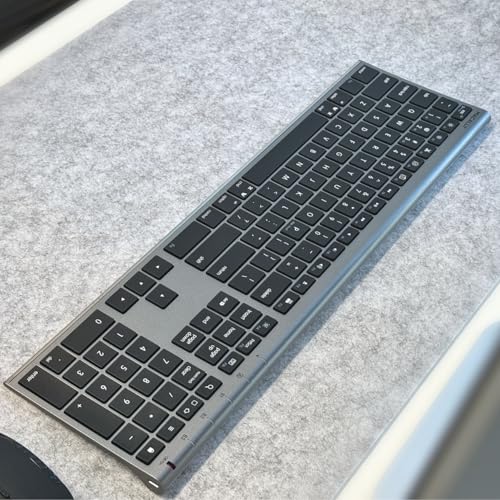Macally Wireless Bluetooth Keyboard for Mac - Compatible Apple Keyboard or MacBook Pro/Air, iMac - Multi-Device, Up to 3 Devices with 110 Keys, 20 Shortcuts, Numeric Keypad, and Rechargeable - color: Space Gray