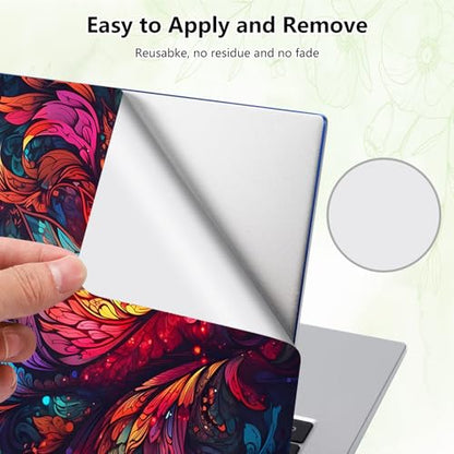 Laptop Skin Sticker Decal, Universal Reusable Vinyl Laptop Cover for 12" 13" 13.3" 14" 15" 15.4" 15.6" Notebook PC, Waterproof Scratch-Resistant with 2 Wrist Pads, Easy to Apply & Remove,Art Leaf - color: Art Leaf