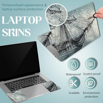 SUPERDANT Sailing Boat Laptop Skin Sticker Decal Universal Vinyl Laptop Cover for 12 13 13.3 14 15 15.4 15.6 Inch Notebooks Removable Personalized Protector