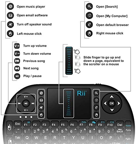 Rii? 2.4GHz Mini Wireless Touchpad Keyboard With Mouse For PC/PAD/360XBox/PS3/Google Android TV Box/HTPC/IPTV,(Control Distance up to 15M)