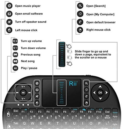Rii? 2.4GHz Mini Wireless Touchpad Keyboard With Mouse For PC/PAD/360XBox/PS3/Google Android TV Box/HTPC/IPTV,(Control Distance up to 15M)