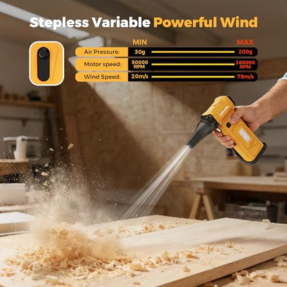 Electric Air Duster | 180000RPM Brushless Motor | 8000mAh Battery • Stepless Speed Control • 2-in-1 Air Blower • LED Light Car PC Home
