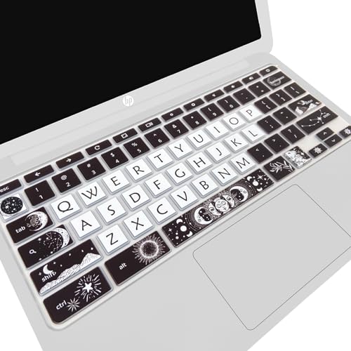 Cute Silicon Keyboard Cover Skin for HP Chromebook 11 x360 11.6", Chromebook 11 G2/G3/G4/G5/G6 EE/G7 EE 11.6’’,HP Chromebook 14-ca 14-ak14-X Series, HP Chromebook 14 G2 G3 G4 G5, Sun and Moon - color: Sun and Moon
