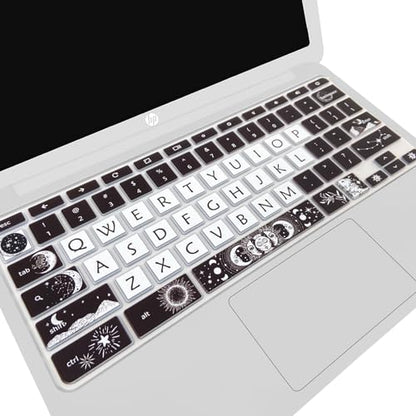 Cute Silicon Keyboard Cover Skin for HP Chromebook 11 x360 11.6", Chromebook 11 G2/G3/G4/G5/G6 EE/G7 EE 11.6’’,HP Chromebook 14-ca 14-ak14-X Series, HP Chromebook 14 G2 G3 G4 G5, Sun and Moon - color: Sun and Moon