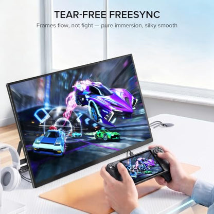 UPERFECT Portable Monitor, 18.5" 120Hz 1080P Laptop Gaming Display | 125% sRGB, HDR, FreeSync, 350 Nits Brightness, VESA Support, Stand Included, USB-C & Mini HDMI Screen for Gaming & Travel - size: 18.5"