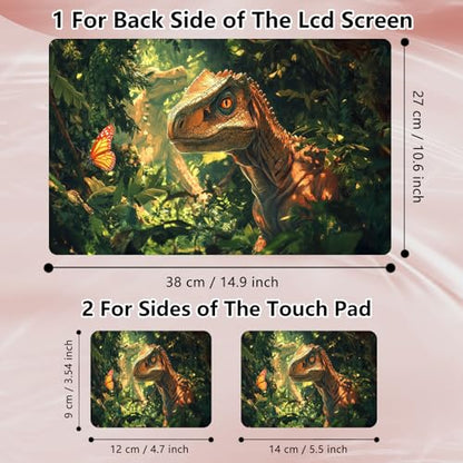Laptop Skin Sticker Decal 12" 13" 13.3" 14" 15" 15.6",Waterproof Scratch Resistant Vinyl,Reusable Easy to Apply,for MacBook HP Dell Notebooks Netbooks Laptop,2 Wrist Pads,Cute Dinosaur Forest - color: Cute Dinosaur Forest