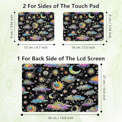 Laptop Skin Sticker Decal, Universal Reusable Vinyl Laptop Cover for 12" 13" 13.3" 14" 15" 15.4" 15.6" Notebook PC, Reusable Waterproof Scratch-Resistant with 2 Wrist Pads,Art Moon Sun Star - color: Art Moon Sun Star