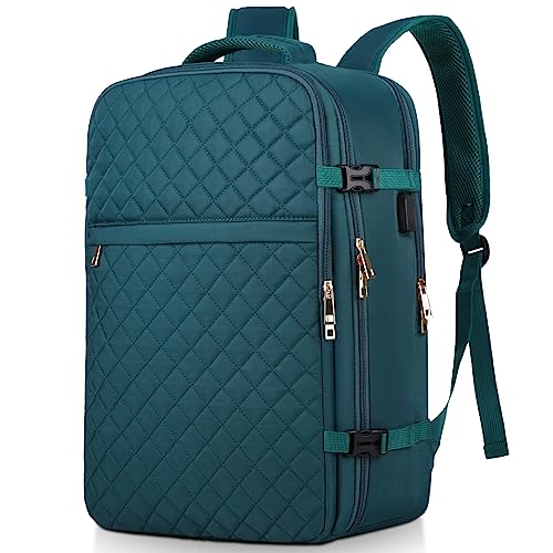 Large Travel Backpack Women, Flight Approved Carry On Backpack, Water Resistant Anti-Theft Large Casual Daypack Fit 17 Inch Laptop with USB Charging Port, Peacock Blue - color: Peacock Blue, size: 17.3 inch
