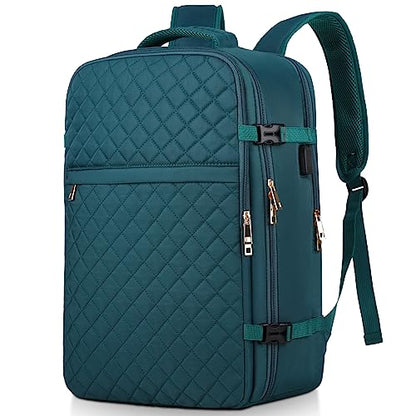 Large Travel Backpack Women, Flight Approved Carry On Backpack, Water Resistant Anti-Theft Large Casual Daypack Fit 17 Inch Laptop with USB Charging Port, Peacock Blue - color: Peacock Blue, size: 17.3 inch