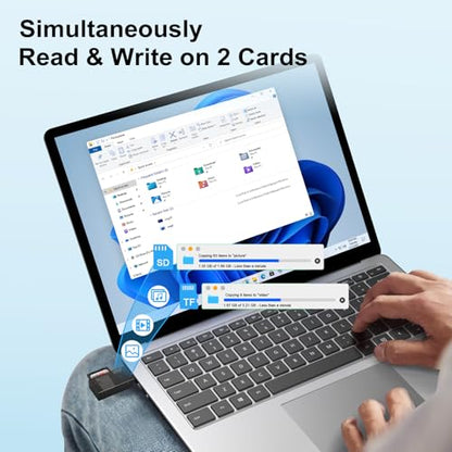 USB Micro SD Card Reader for Computer,PC,2-in-1 SD Card Reader to USB Adapter,High-Speed Dual Slots Memory Card Reader Adapter for SD,SDXC, SDHC, MMC, RS-MMC, Micro SDXC, Micro SD, TF,Micro SDHC