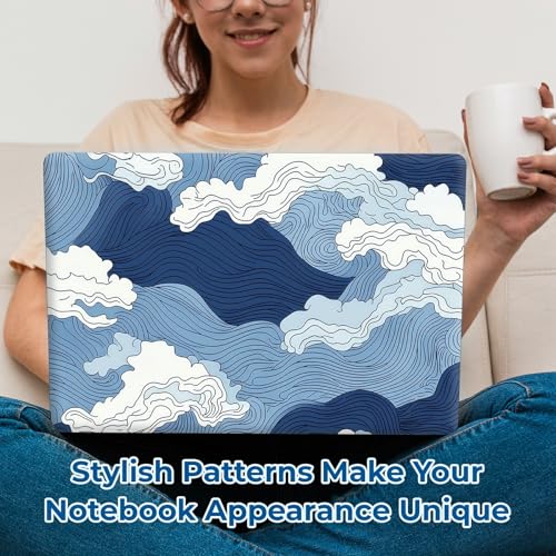 Reusable Universal Laptop Skin Sticker, Cut to Fit for 11.6–15.6 Inch Laptops, Waterproof Protective Film, No-Residue - Blue Wave - color: Blue Wave