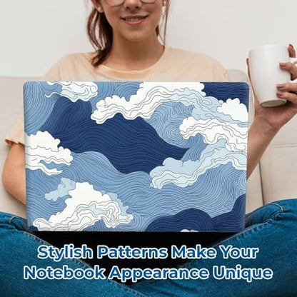 Reusable Universal Laptop Skin Sticker, Cut to Fit for 11.6–15.6 Inch Laptops, Waterproof Protective Film, No-Residue - Blue Wave - color: Blue Wave