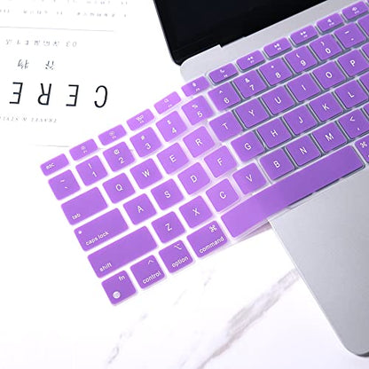 Batianda Ultra Thin Silicone Keyboard Cover for New MacBook Air 13 Inch 2020 2021 M1 Chip Model A2337 (with Touch ID & Retina Display) Waterproof and Dustproof Durable Laptop Protector, Purple - color: Purple